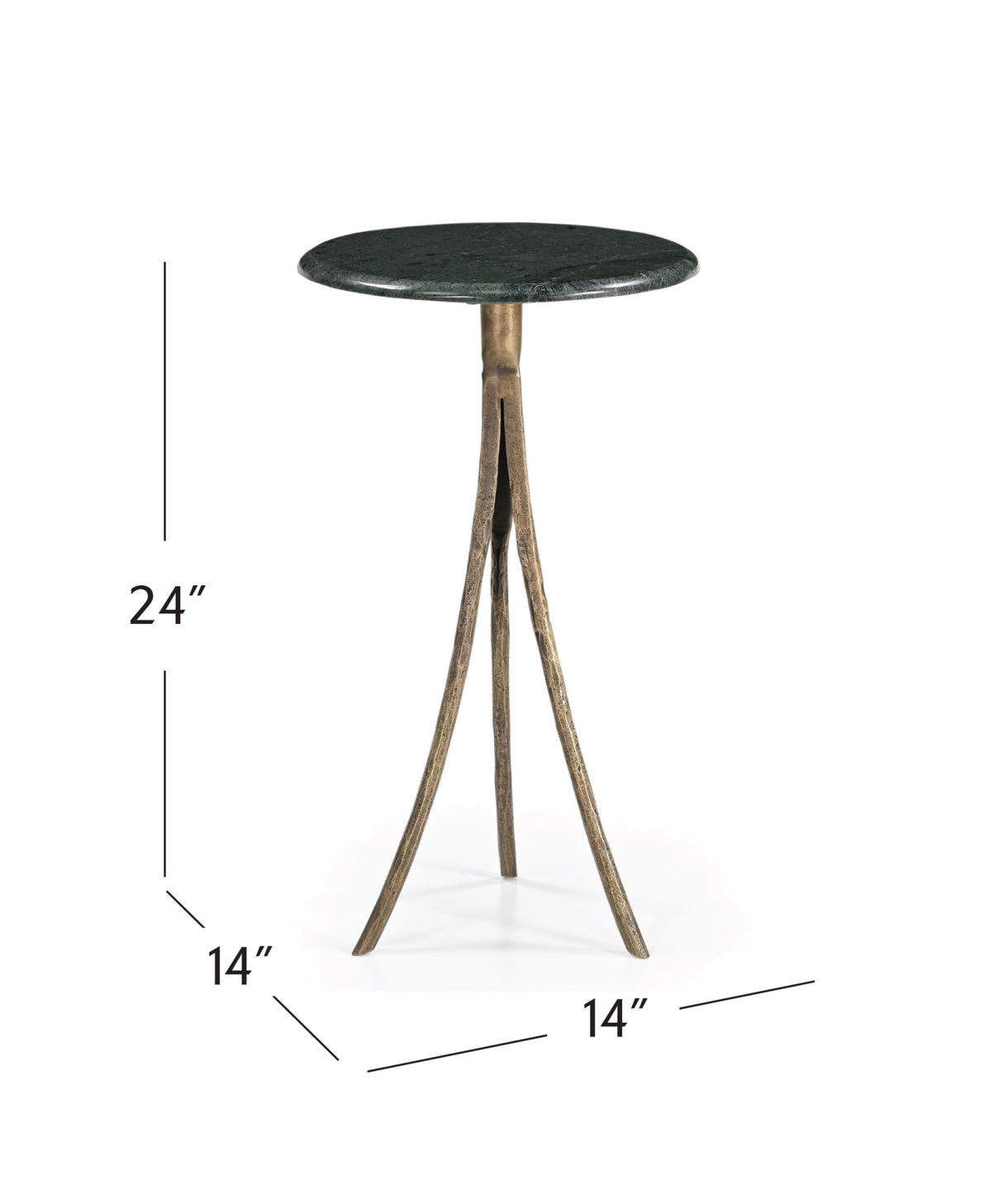 Milo - Accent Table - Antique Brass / Green Marble