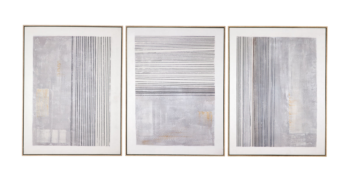 Razi Framed Canvas (Set of 3) - Gray