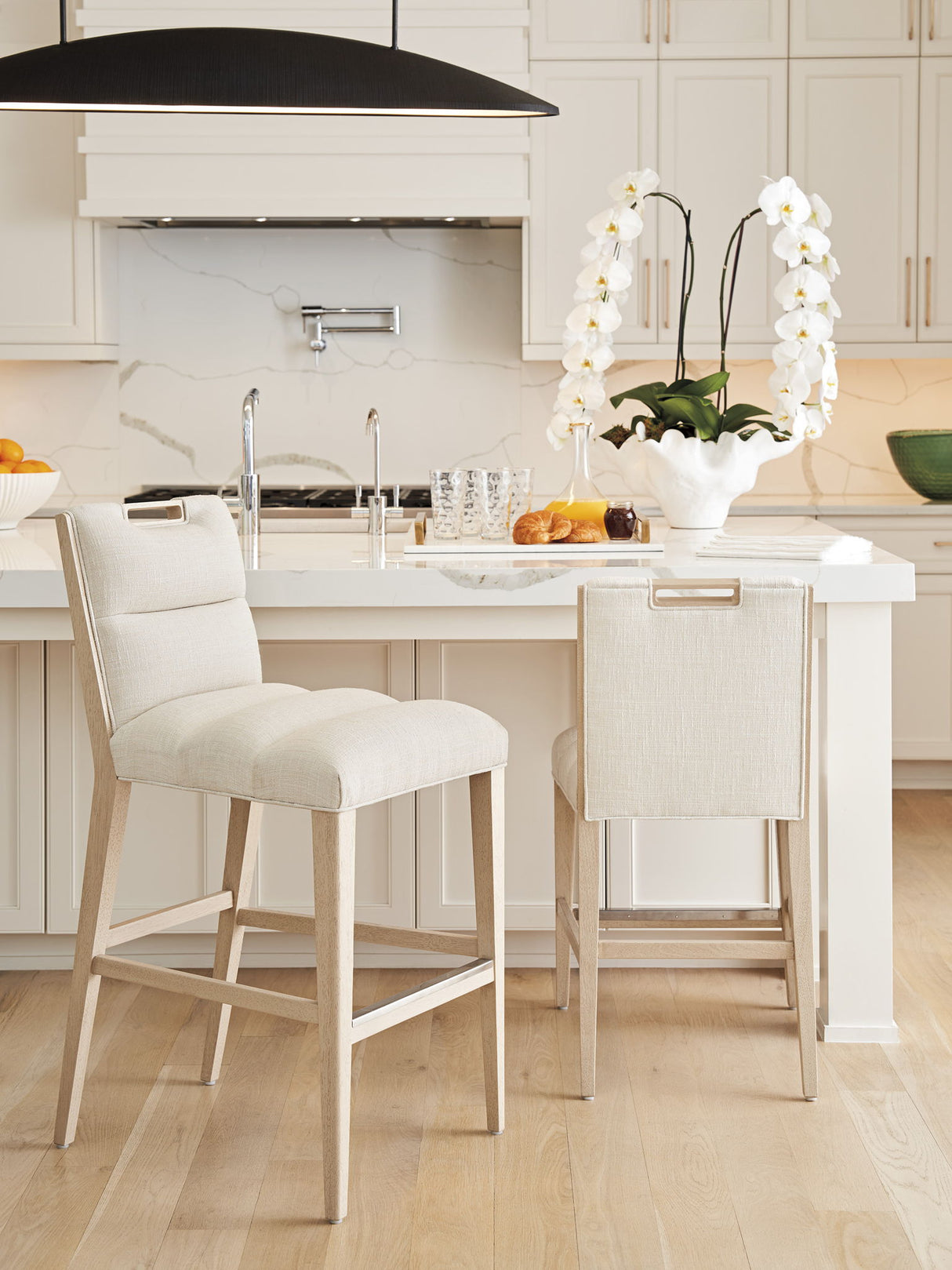 Sunset Key - Greer Channeled Upholstered Bar Stool