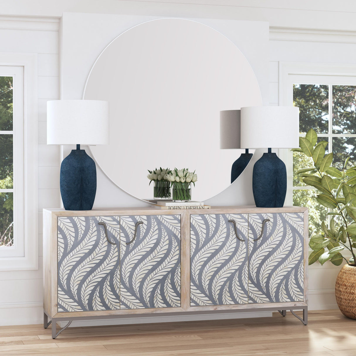 Miranda - Table Lamp - Matte Blue / White