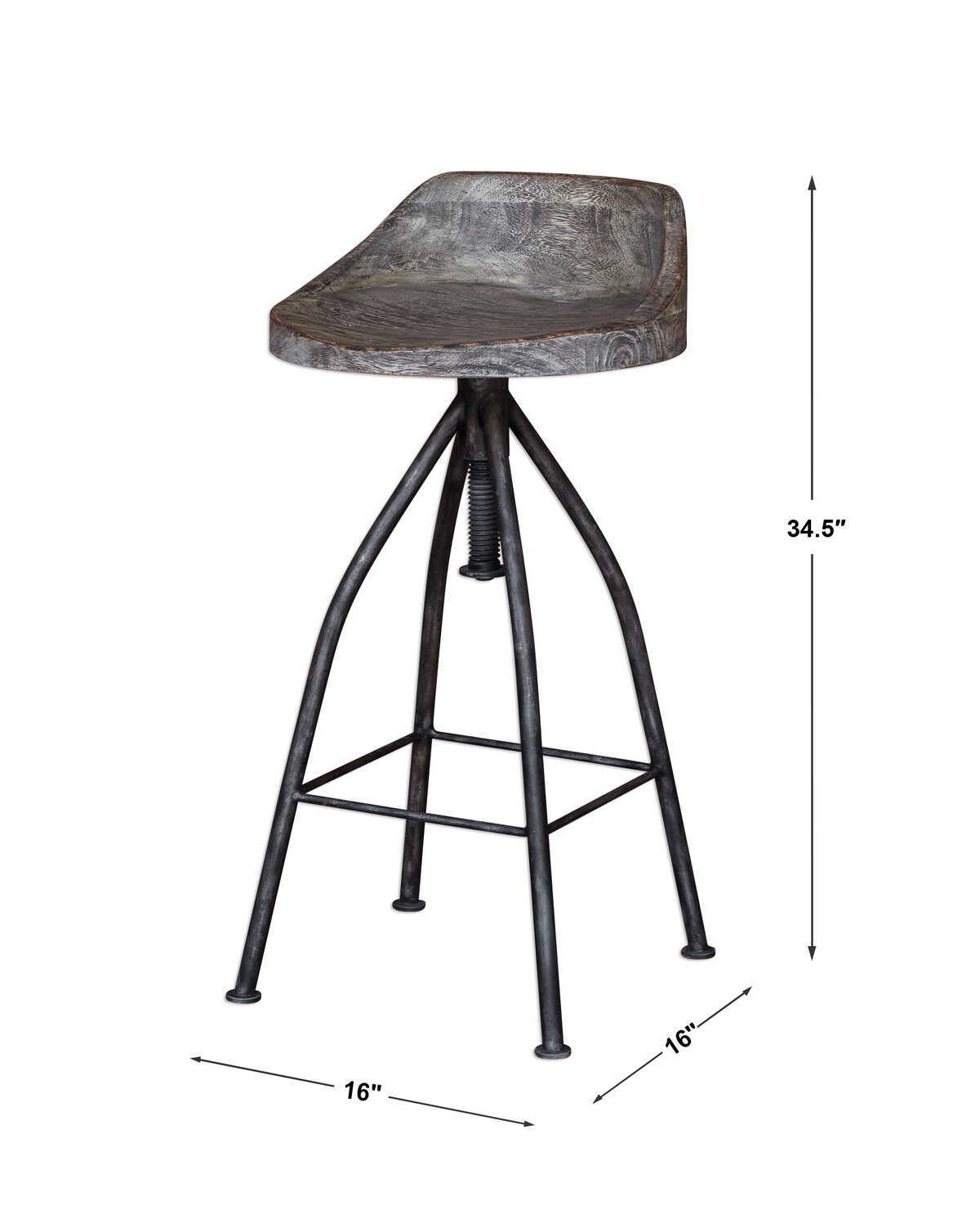 Kairu - Wooden Bar Stool - Gray, Dark
