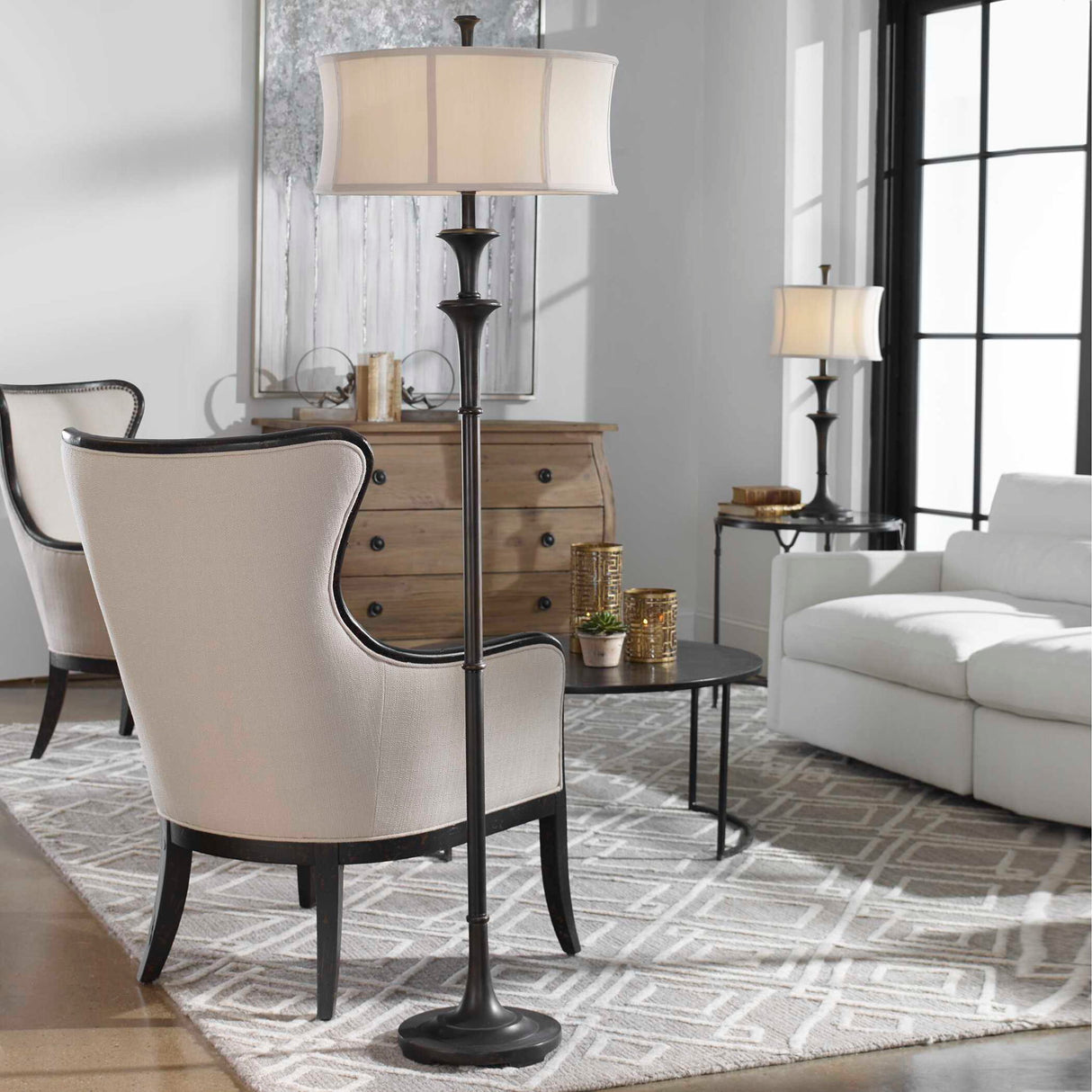 Brazoria - Floor Lamp - Gray, Dark