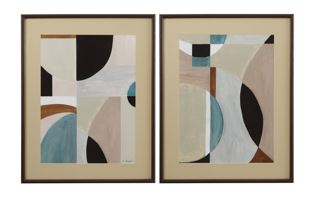 Curved Vision Contours Framed Print - Light Brown