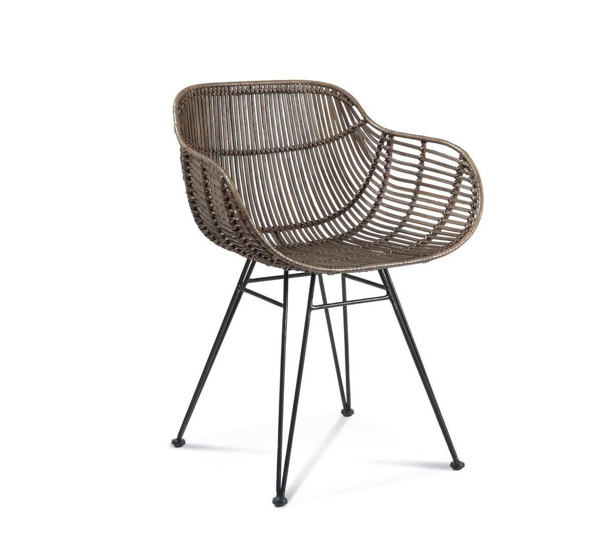 Ryanne - Arm Dining Chair (Set of 2) - Dark Rattan / Black