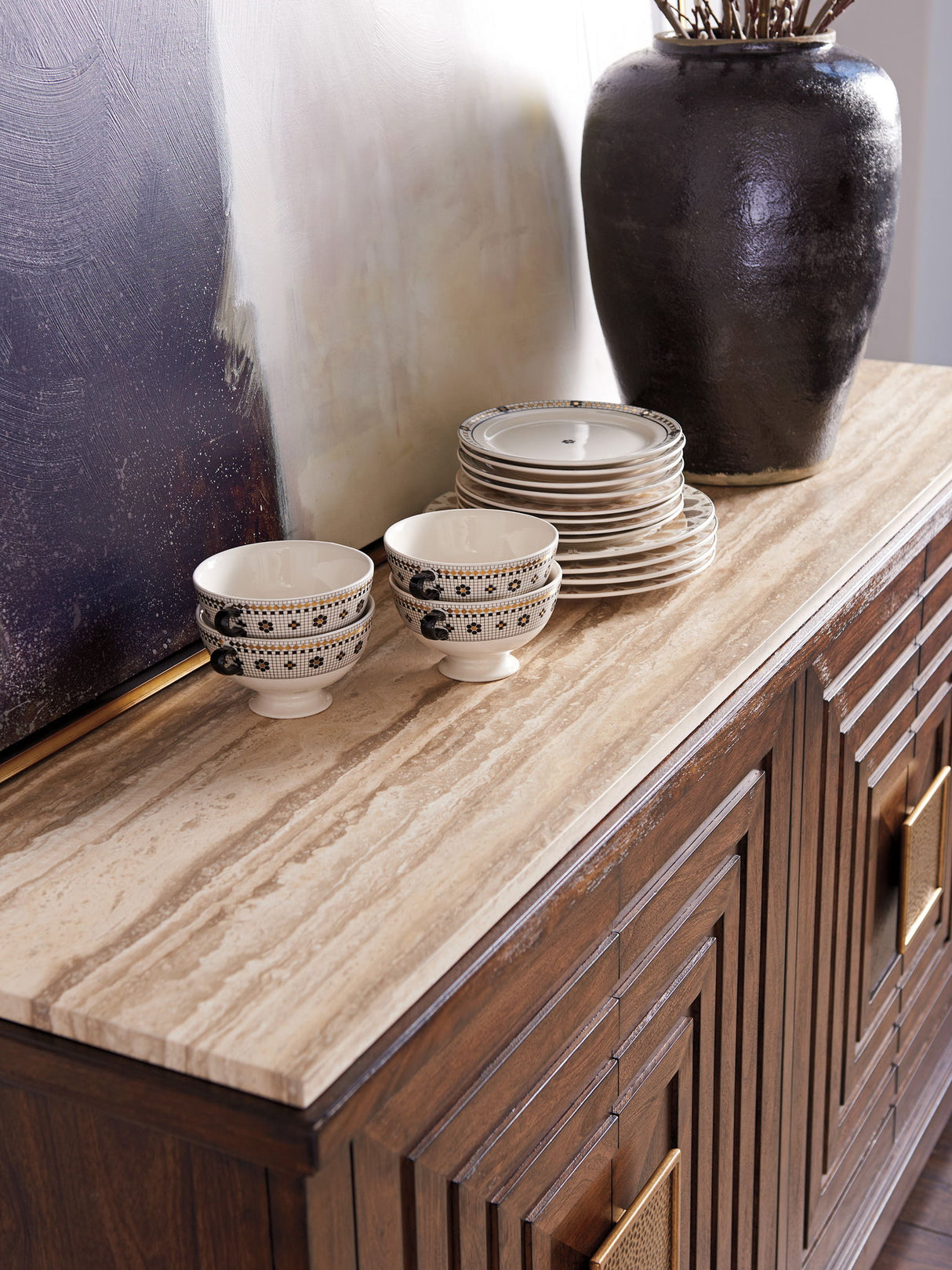 Silverado - Los Gatos Buffet With Stone Top - Dark Brown