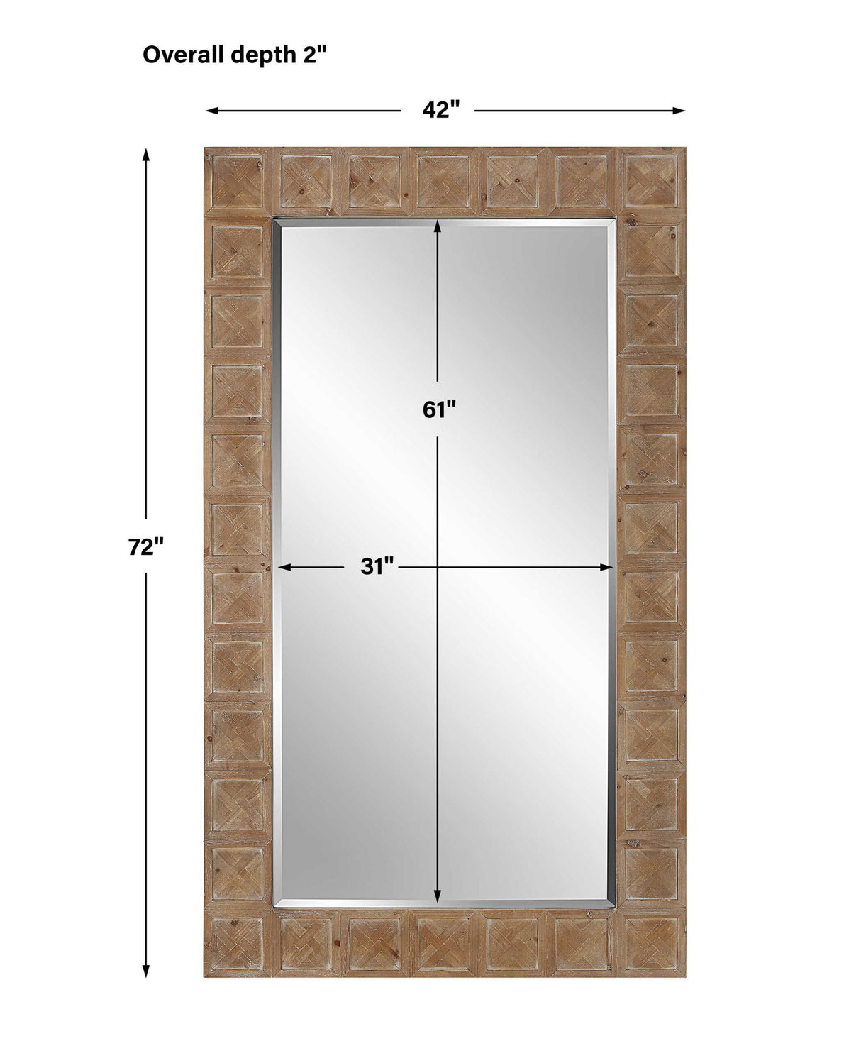 Ranahan - Rustic Farmhouse Mirror - Light Brown