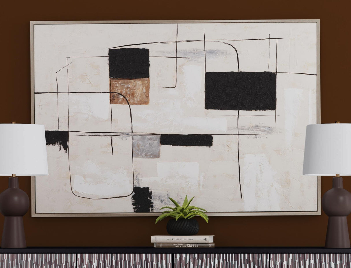 Quartershot Framed Canvas - Beige / Black