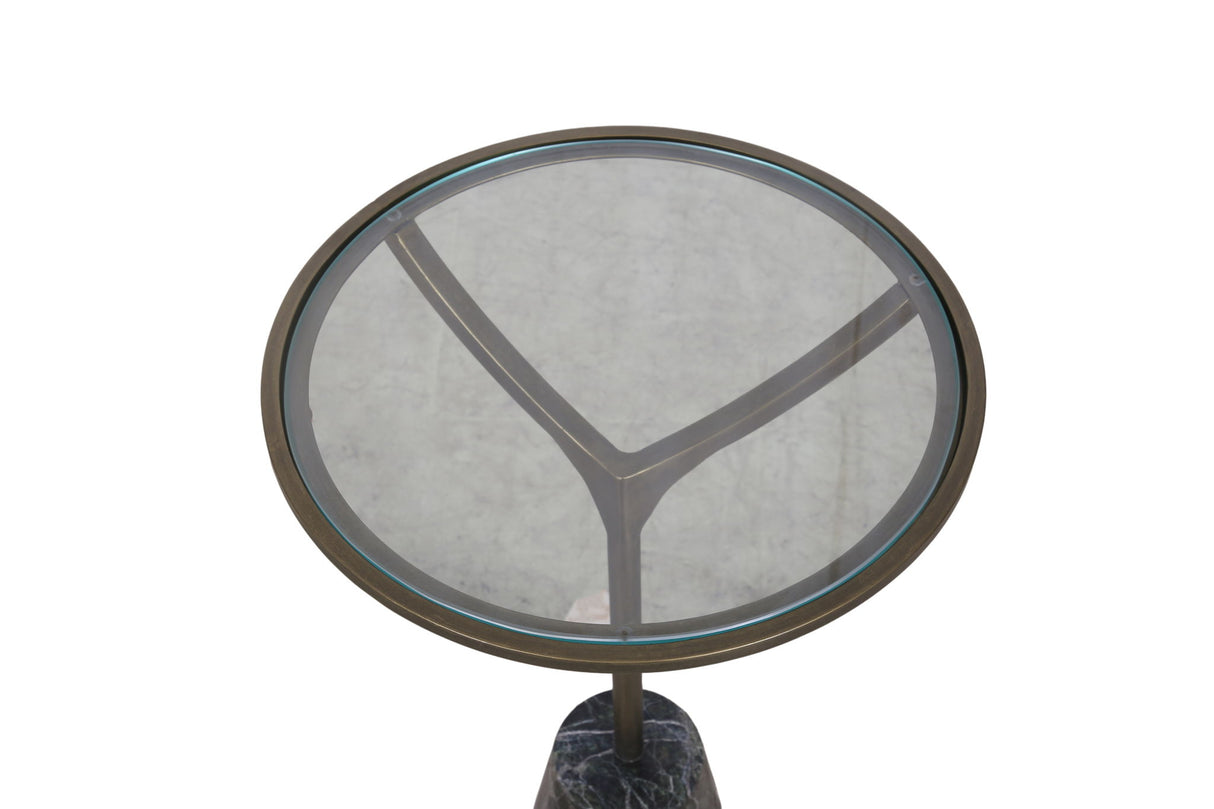 Gianna - Accent Table - Antique Brass / Green Marble