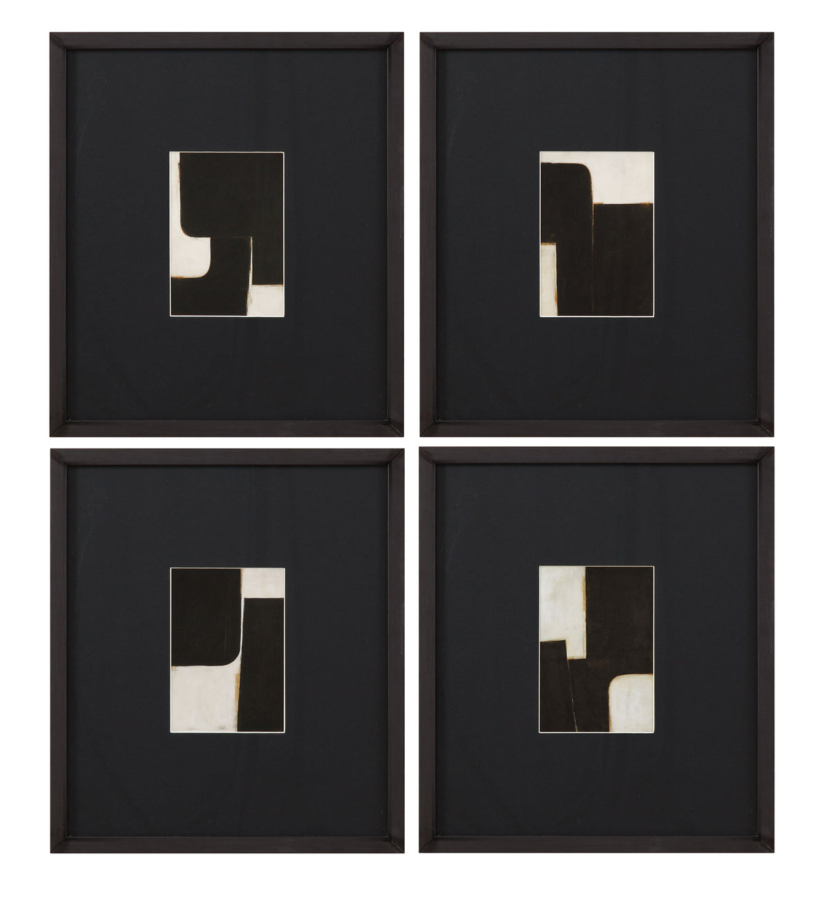Desert Fragments Framed Print (Set of 4) - Black, White