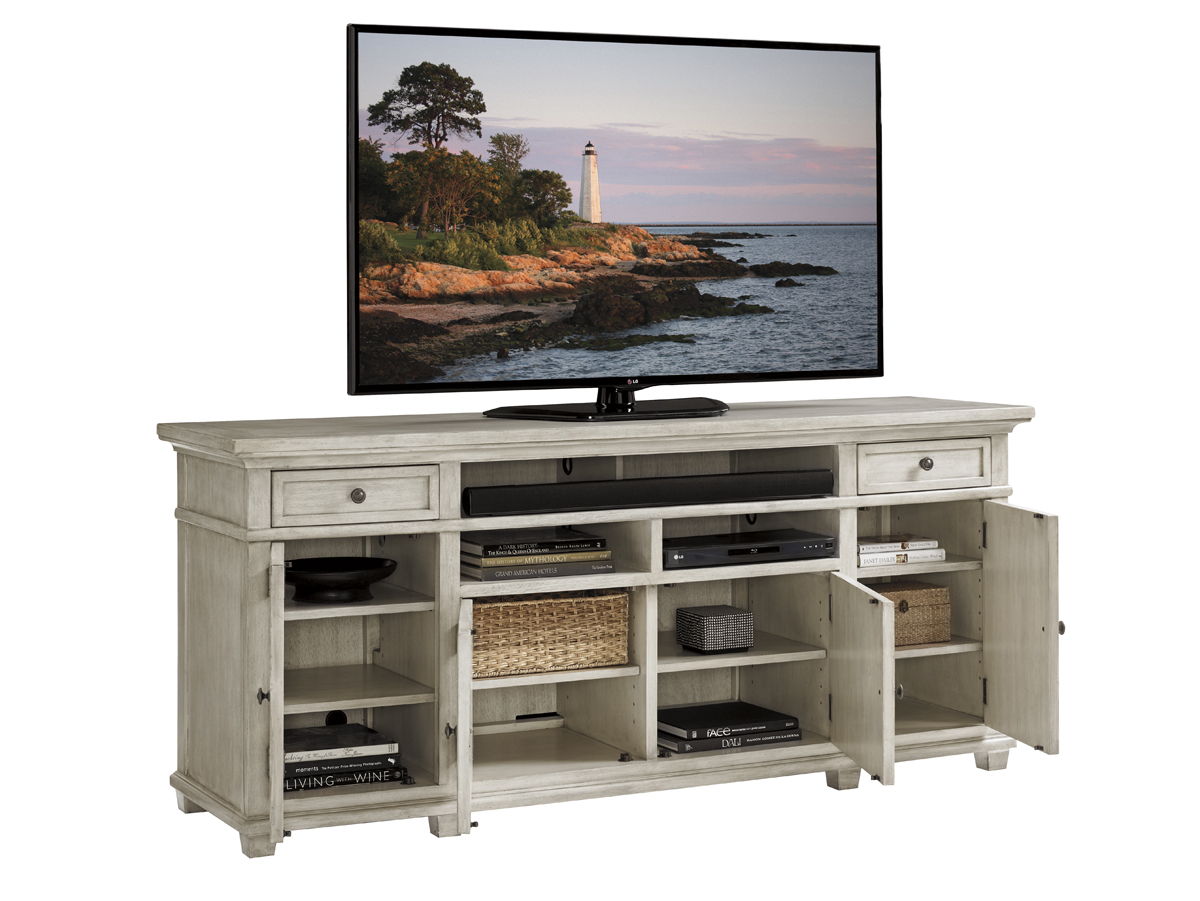 Oyster Bay - Kings Point Large Media Console - Pearl Silver