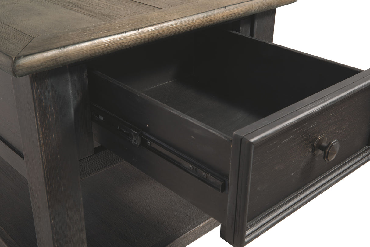 Tyler Creek - Rectangular End Table - Grayish Brown / Black