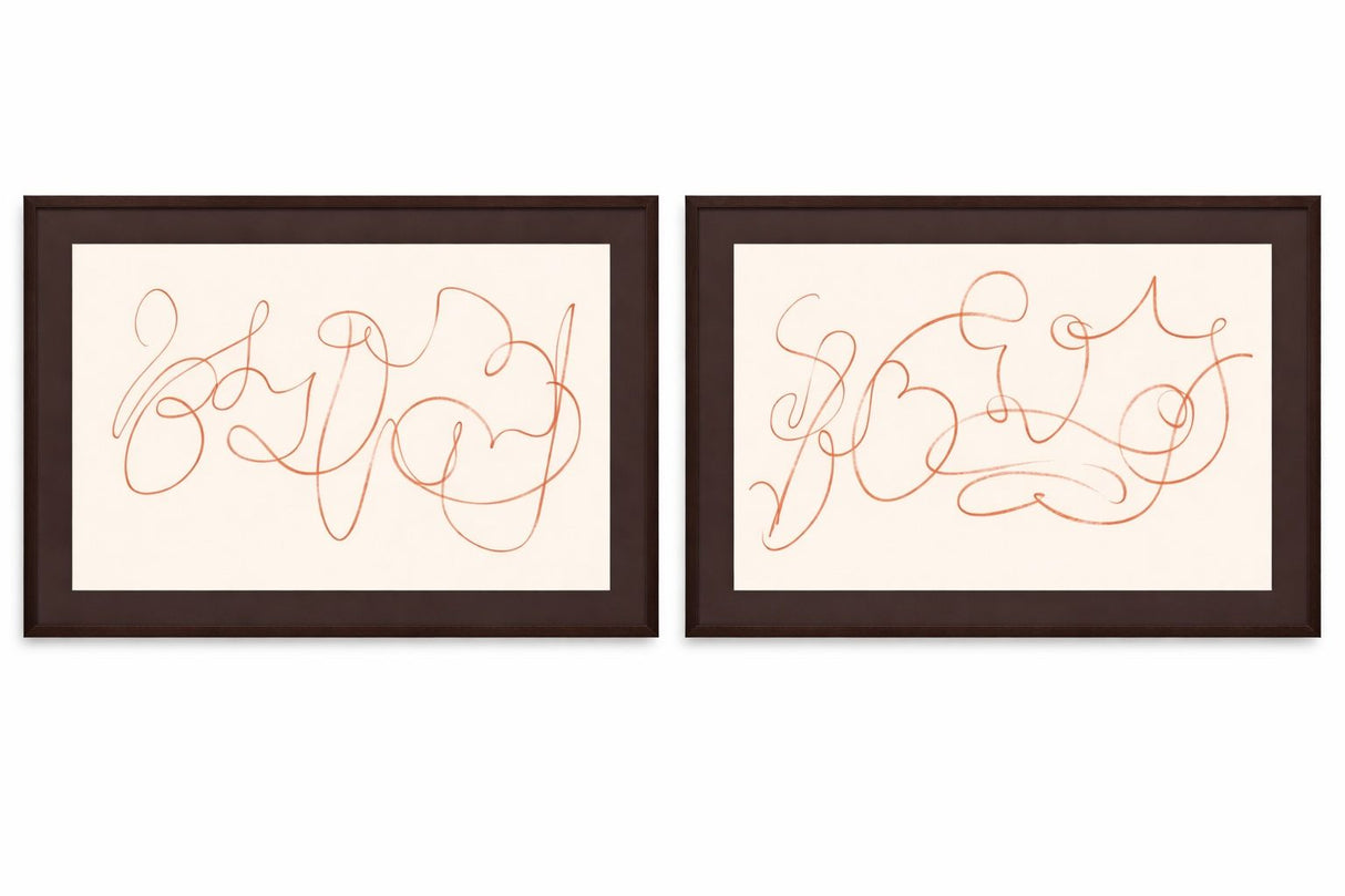 Meandering Lines Framed Print (Set of 2) - Cream