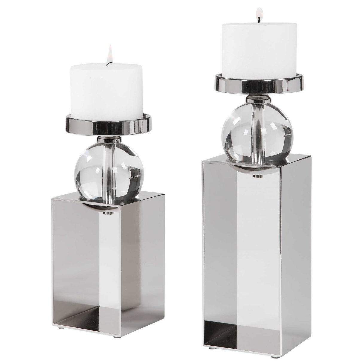 Lucian - Candleholders, Set Of 2 - Nickel