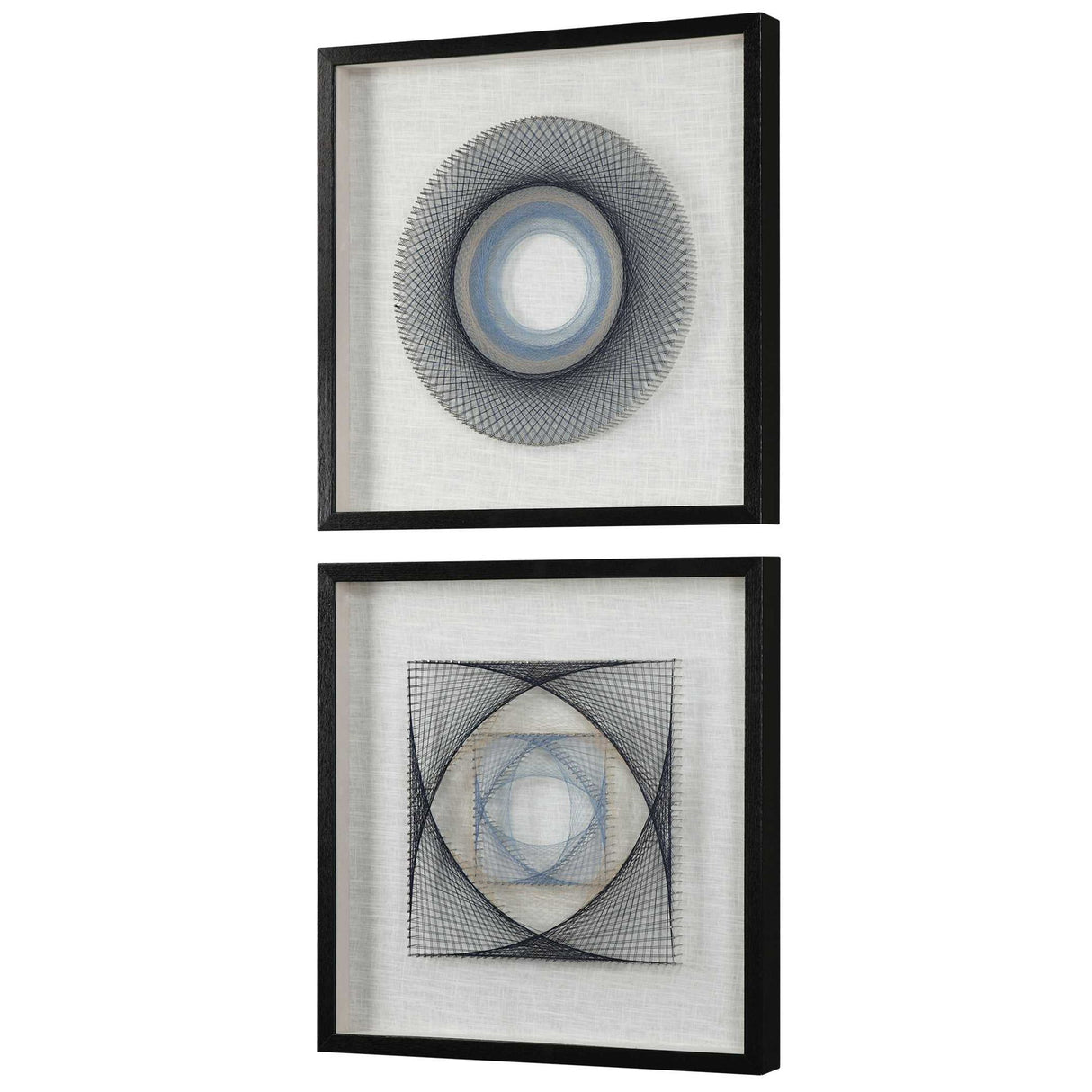 String Duet - Geometric Art, Set Of 2 - Black
