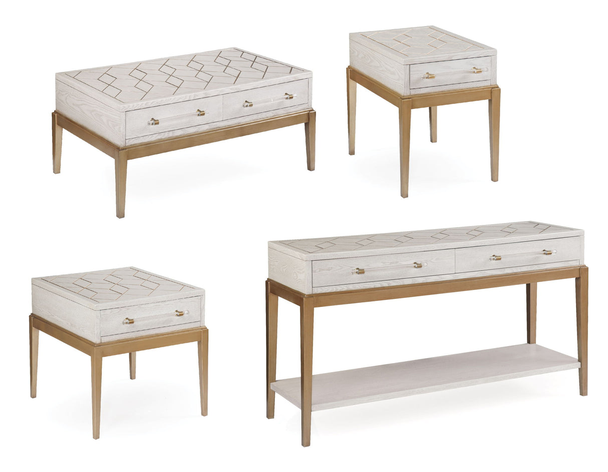 Perrine - Chairside Table - White / Gold