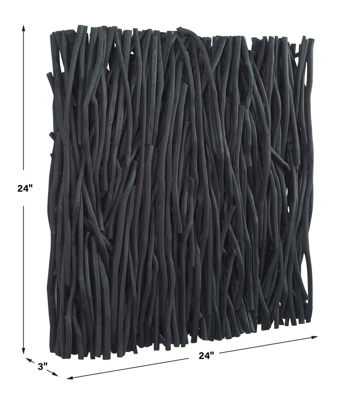 Gathered Teak - Square Wood Wall Decor - Black