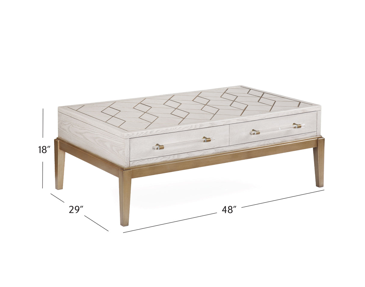 Perrine - Rectangle Cocktail Table - White / Gold