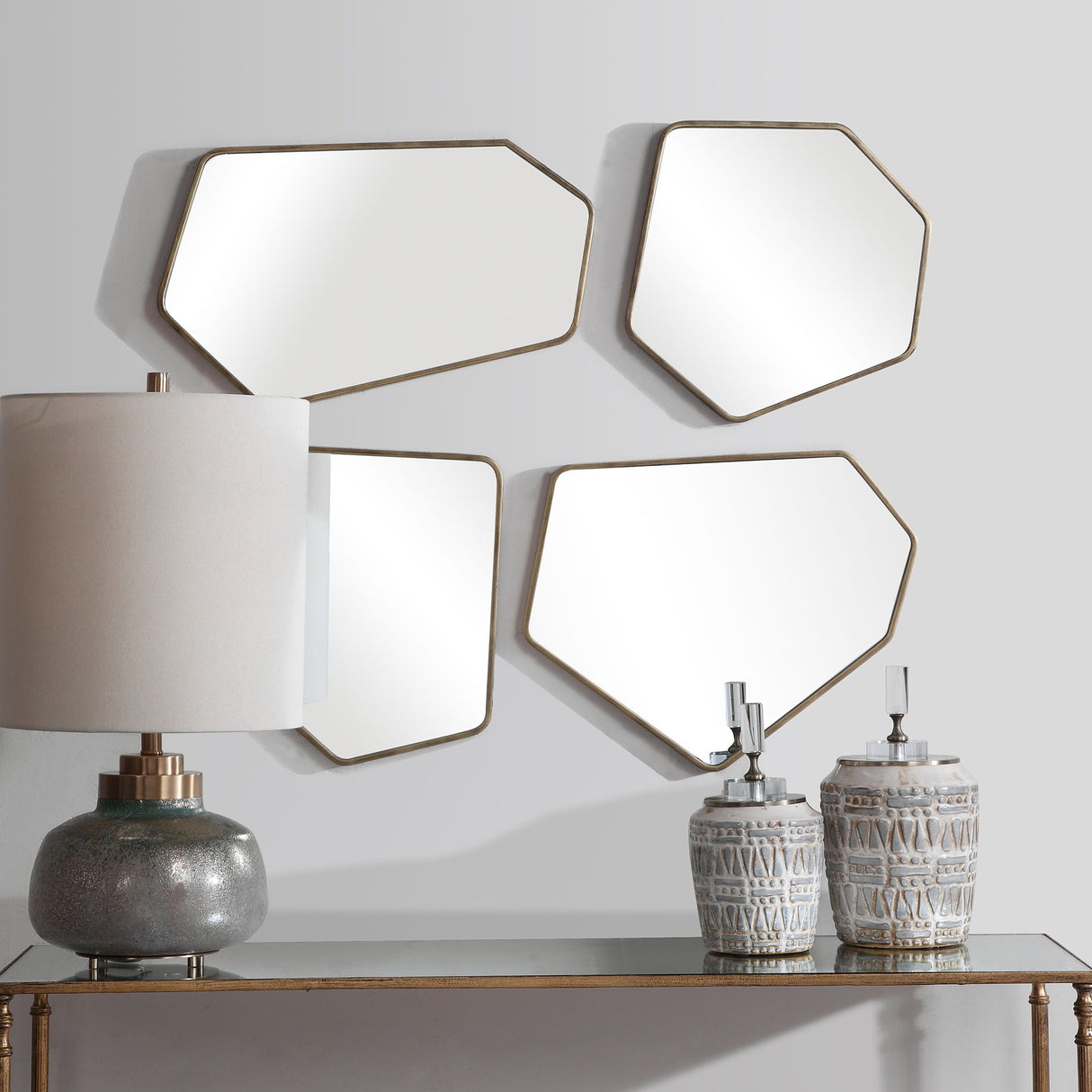 Linneah - Modern Mirrors, Set Of 4 - Gold