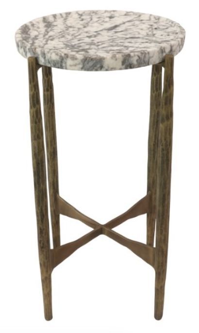 Soren - Accent Table - White / Gray / Brass