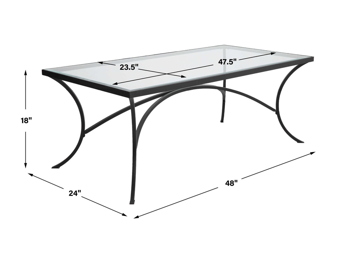 Alayna - Metal & Glass Coffee Table - Black