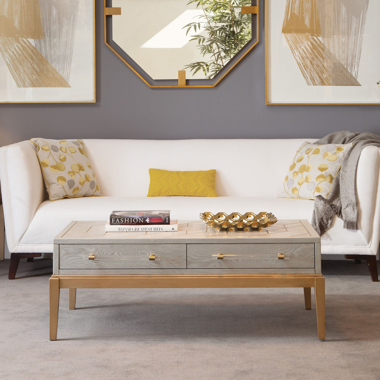 Perrine - Rectangle Cocktail Table - Silver / Gold