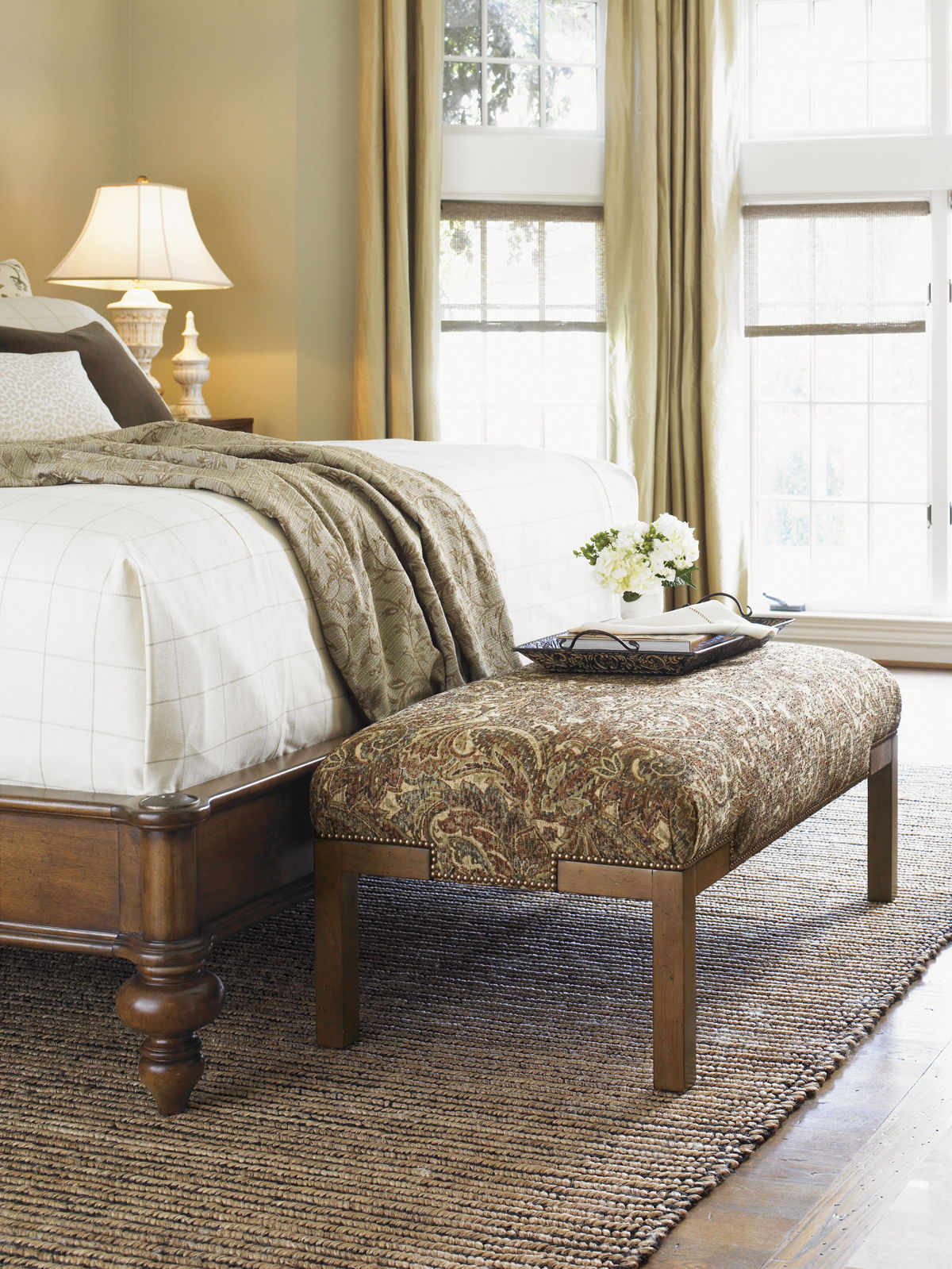 Lexington Upholstery - Norfolk Cocktail Ottoman - Dark Red