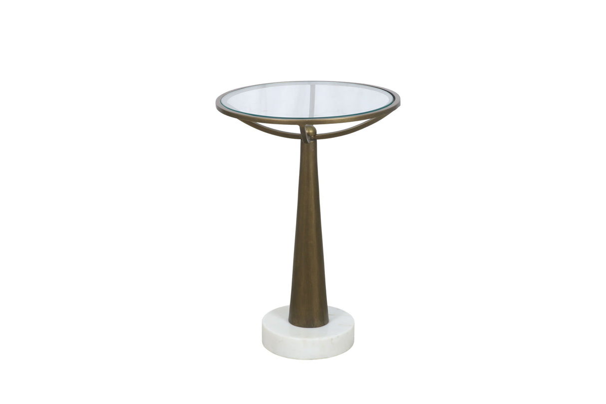 Delgado - Accent Table - Antique Brass / White Marble