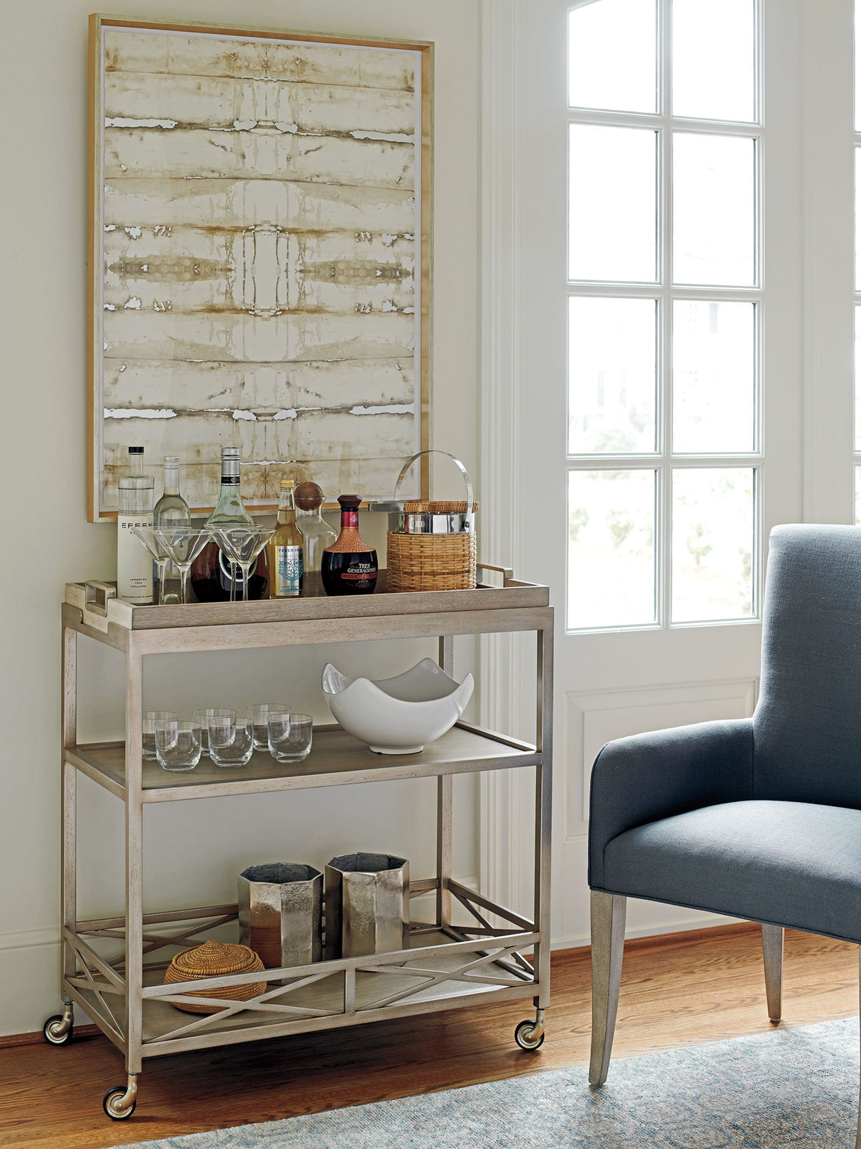 Malibu - Anacapa Metal Bar Cart - Beige