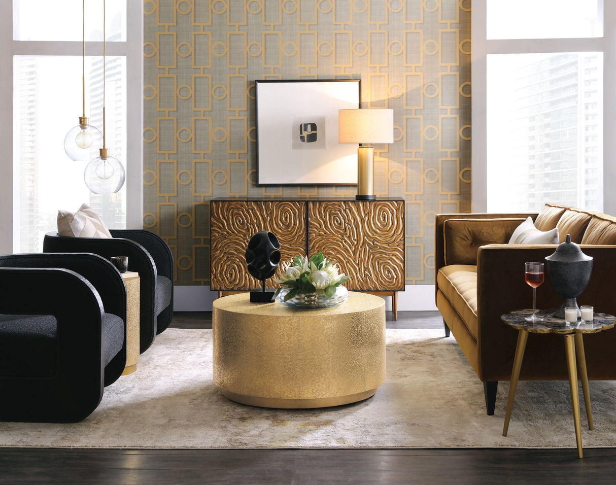 Melange - Fingerprints 2-Door Credenza - Black / Gold