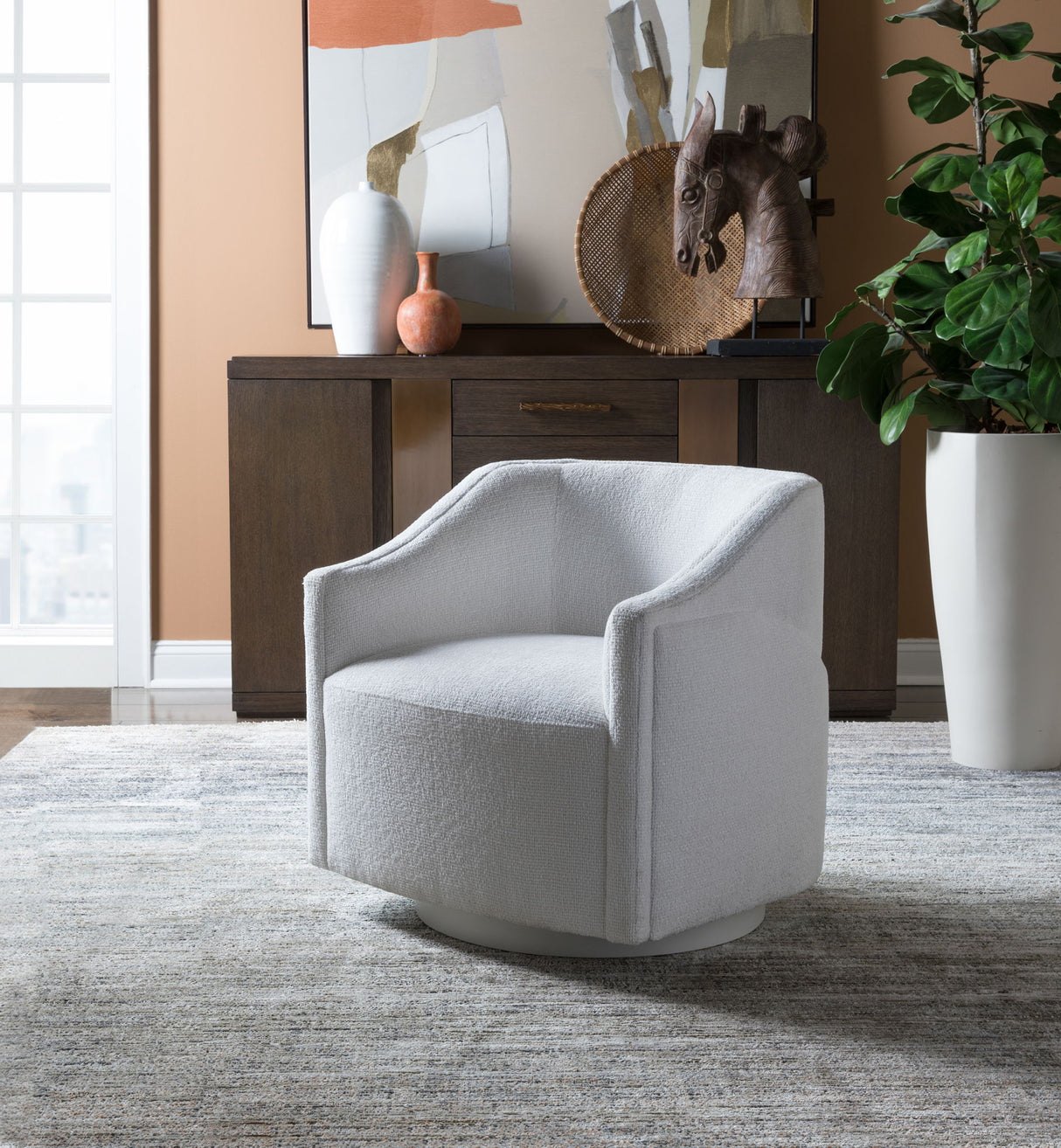 Artistica Upholstery - Raquel Swivel Chair - White / Blue