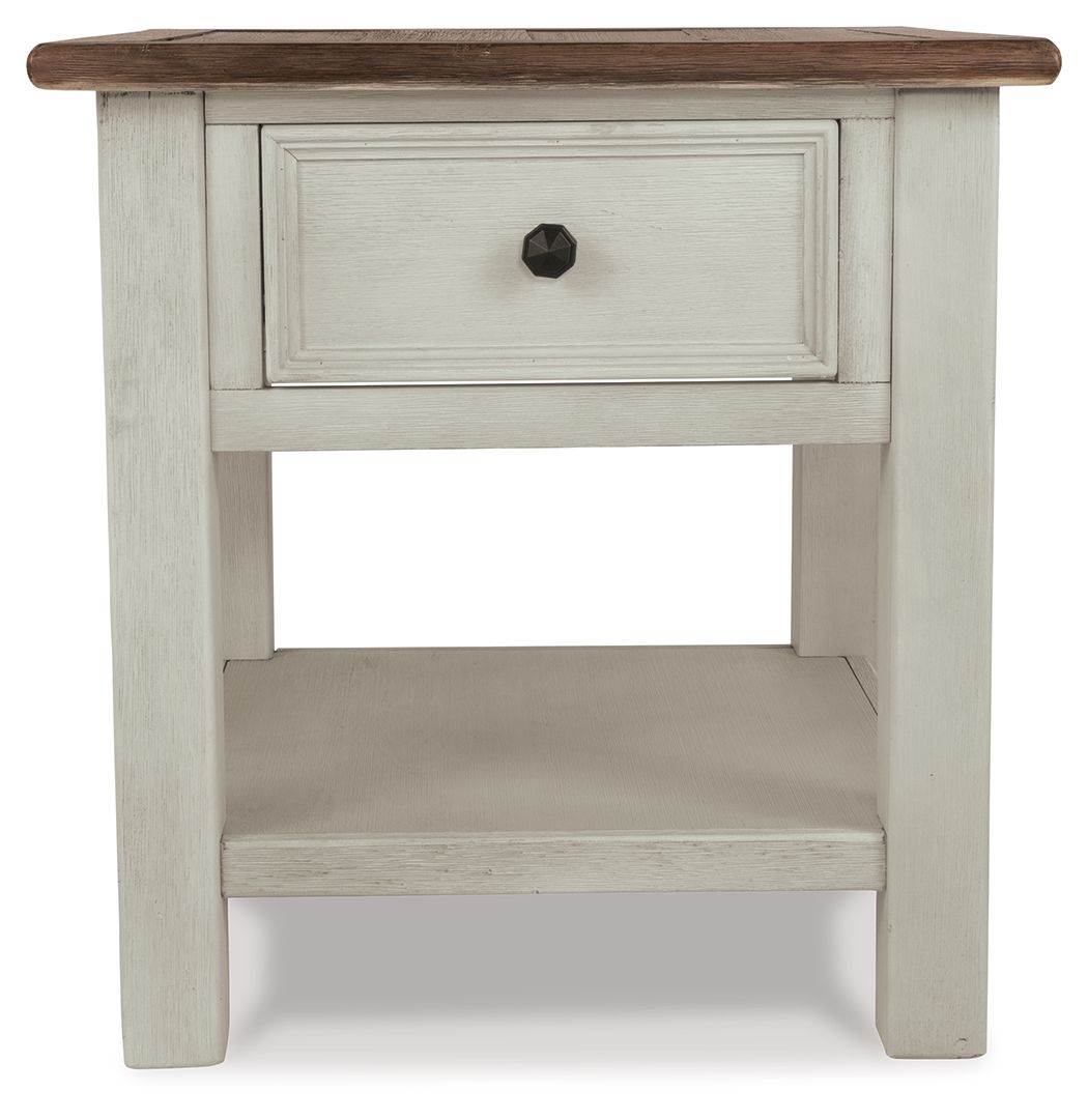 Bolanburg - Rectangular End Table - White / Brown / Beige