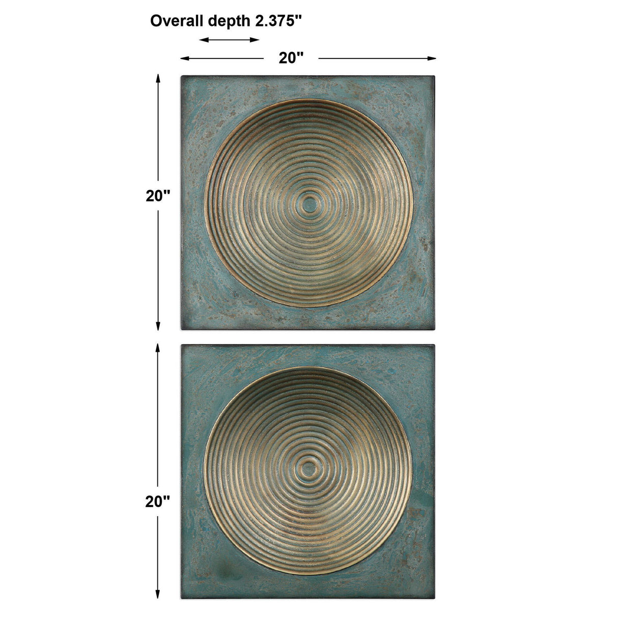 Sybil - Squares, Set Of 2 - Antique Gold