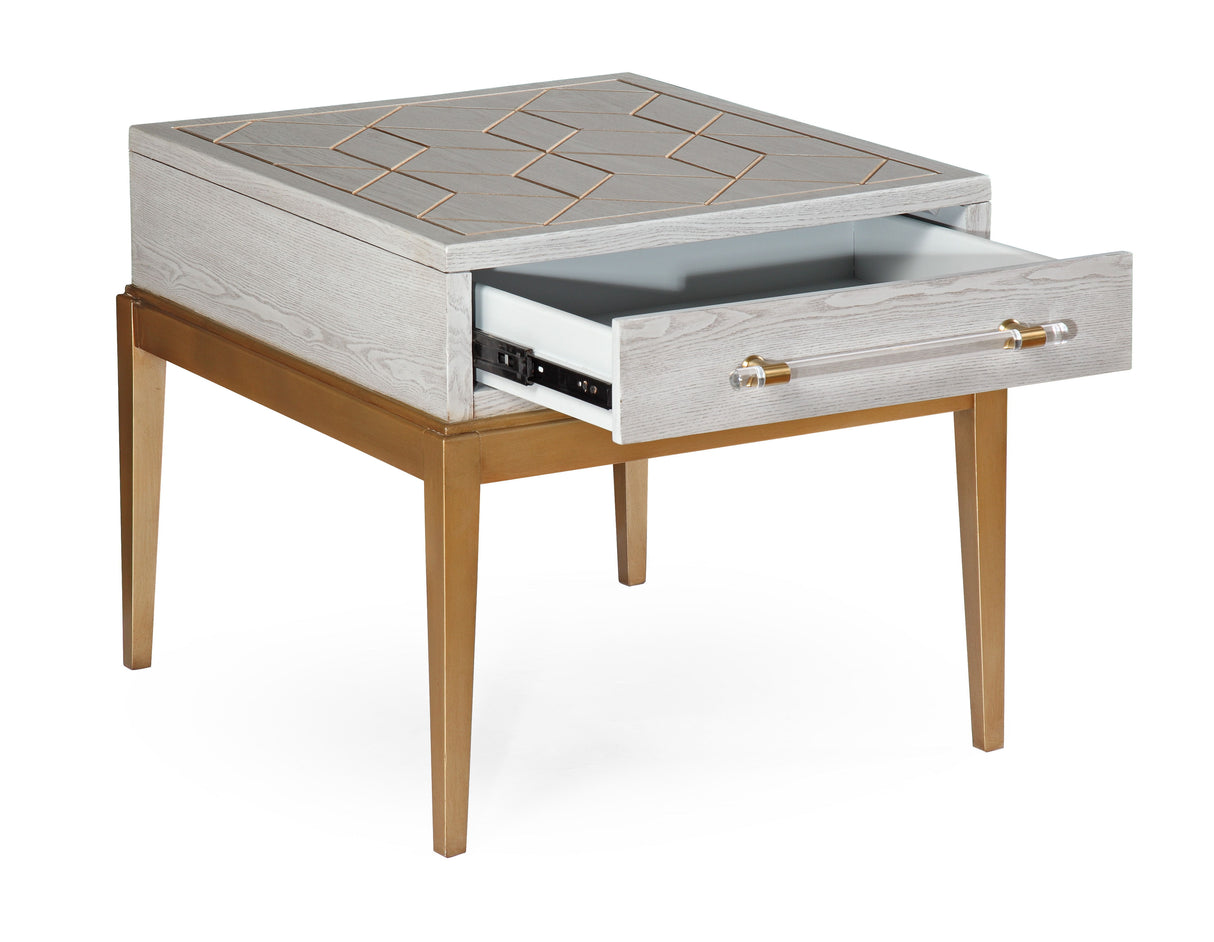 Perrine - Rectangle End Table - Silver / Gold