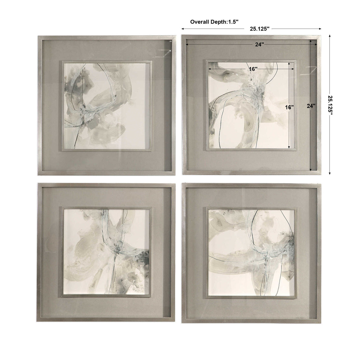 Divination - Abstract Art, Set Of 4 - Beige