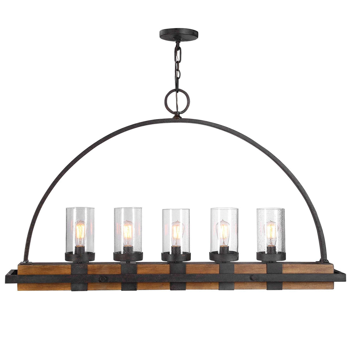 Atwood - 5 Light Rustic Linear Chandelier - Light Brown