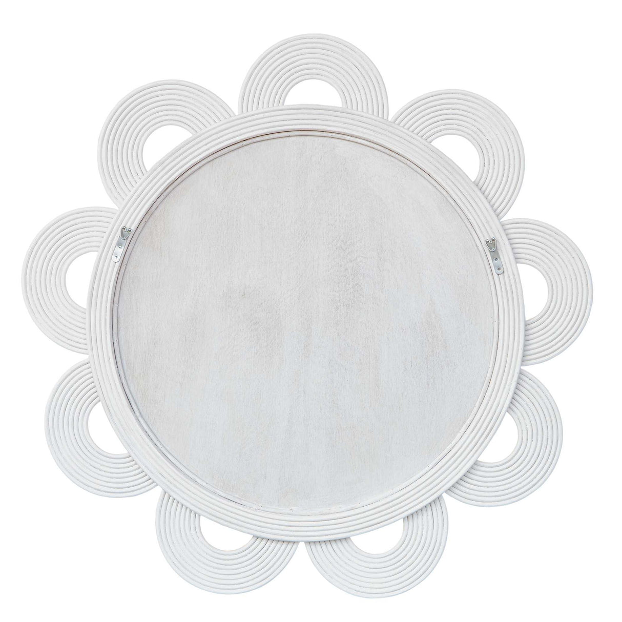 Clematis - Rattan Round Mirror - White