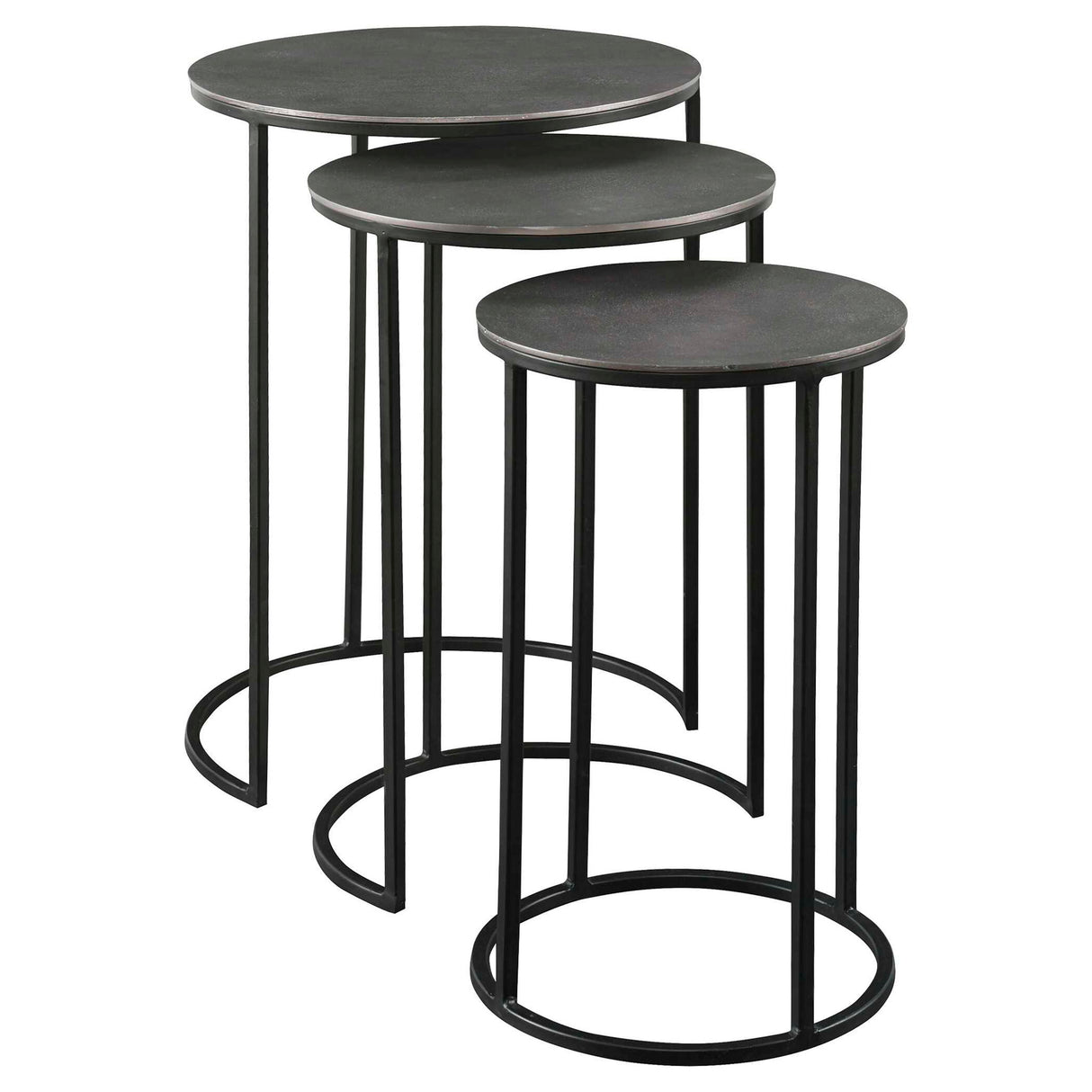 Erik - Metal Nesting Tables, Set Of 3 - Gray, Dark