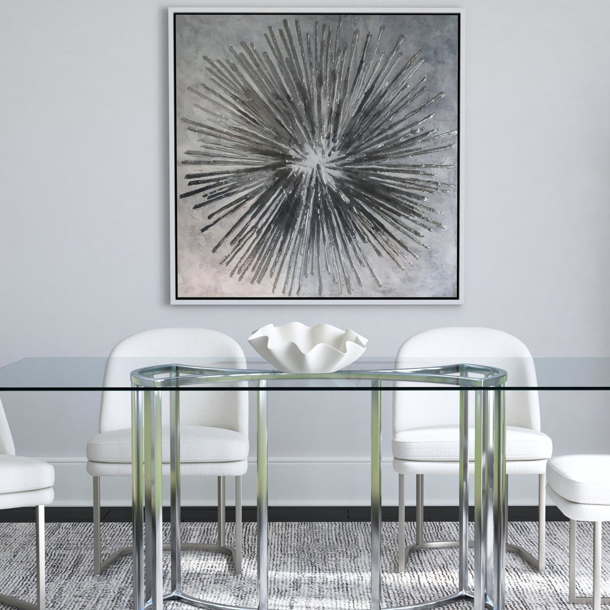 Energy Burst Canvas Art - Pearl Silver