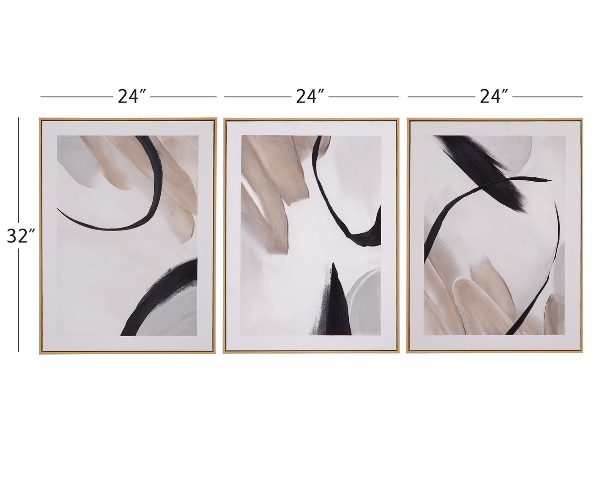 Eartha Canvas Art (Set of 3) - Beige / Black