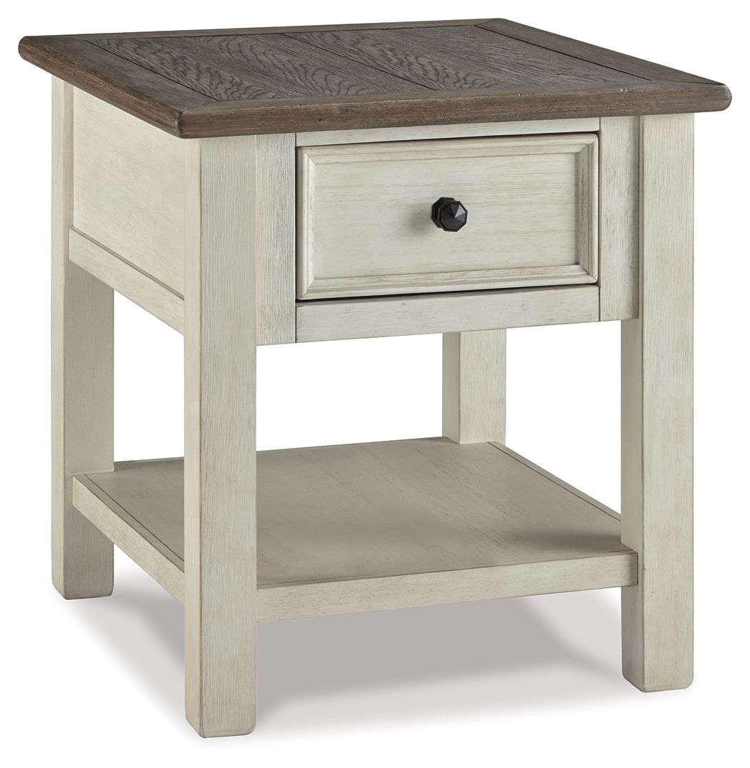 Bolanburg - Rectangular End Table - White / Brown / Beige