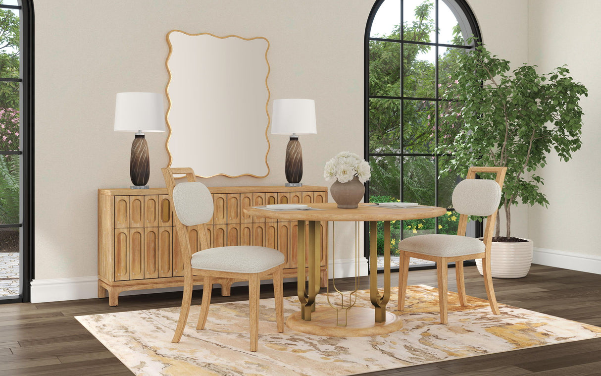 Ryder - Dining Chair - Chestnut Elm / Ant Brass / Tauple Boucle