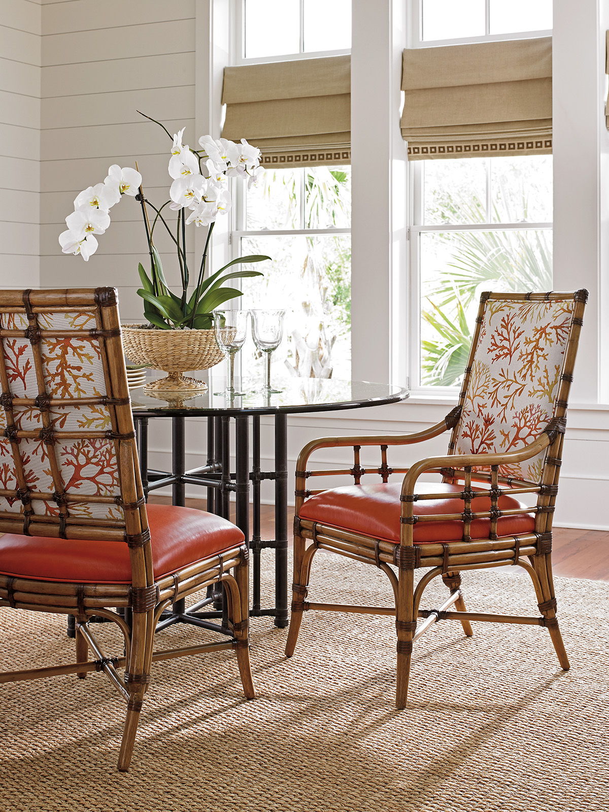 Twin Palms - Summer Isle Upholstered Side Chair - Light Brown / Orange