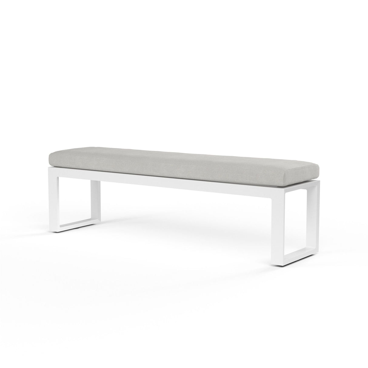 Newport - Dining Bench, No Welt - Cast Silver / White