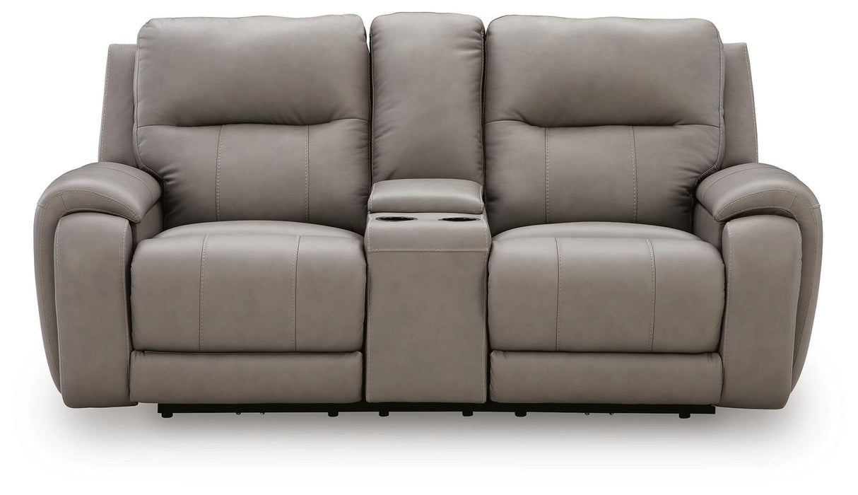 Real Moments - Power Reclining Loveseat With Audio Seating - Ash