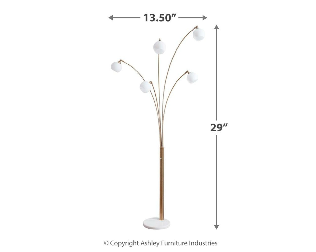 Taliya - Metal Arc Lamp - Champagne / White