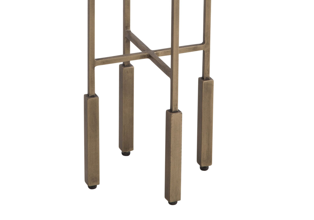 Lucia - Accent Table - Antique Brass / Beige Travertine