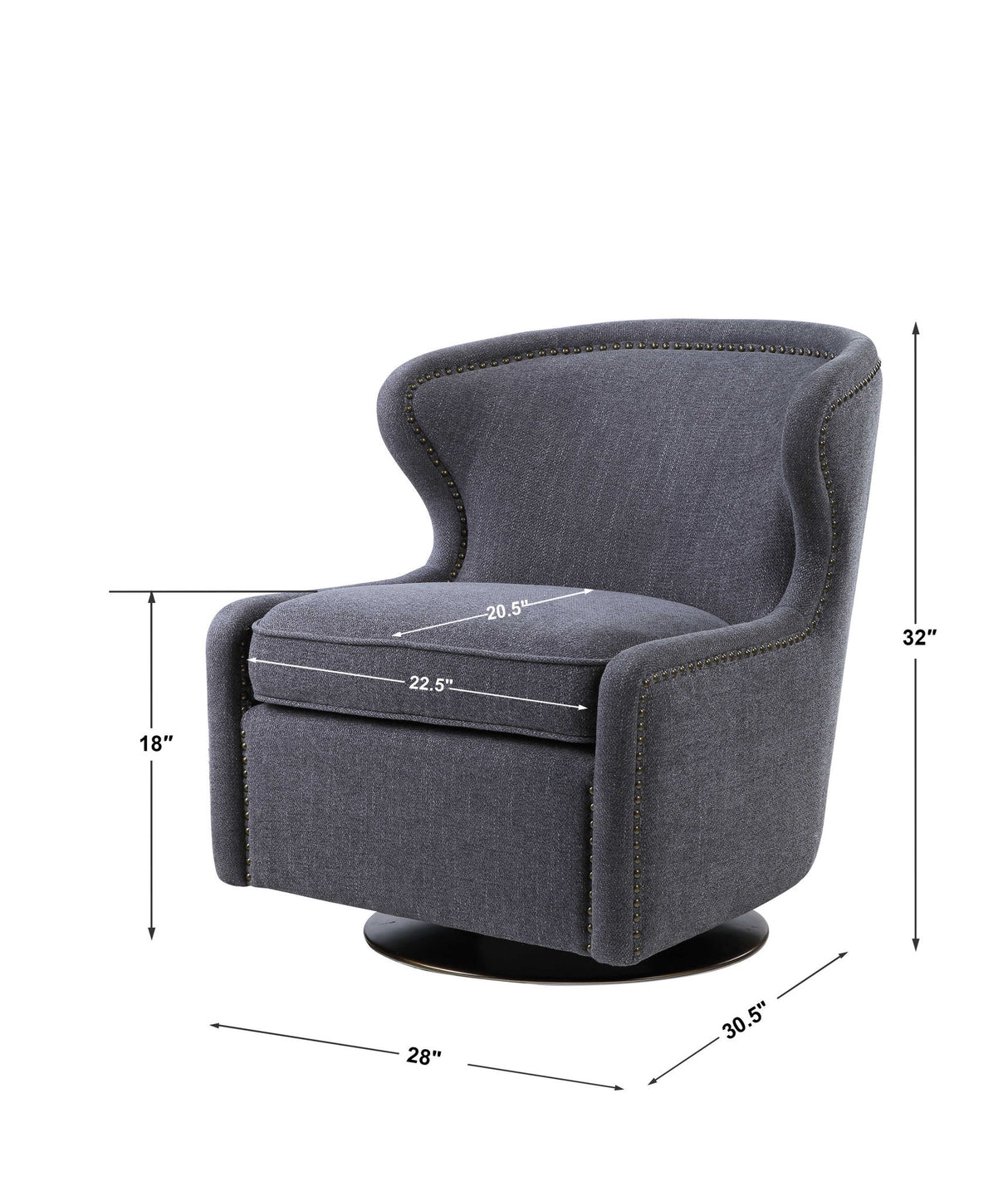 Biscay - Swivel Chair - Gray, Dark