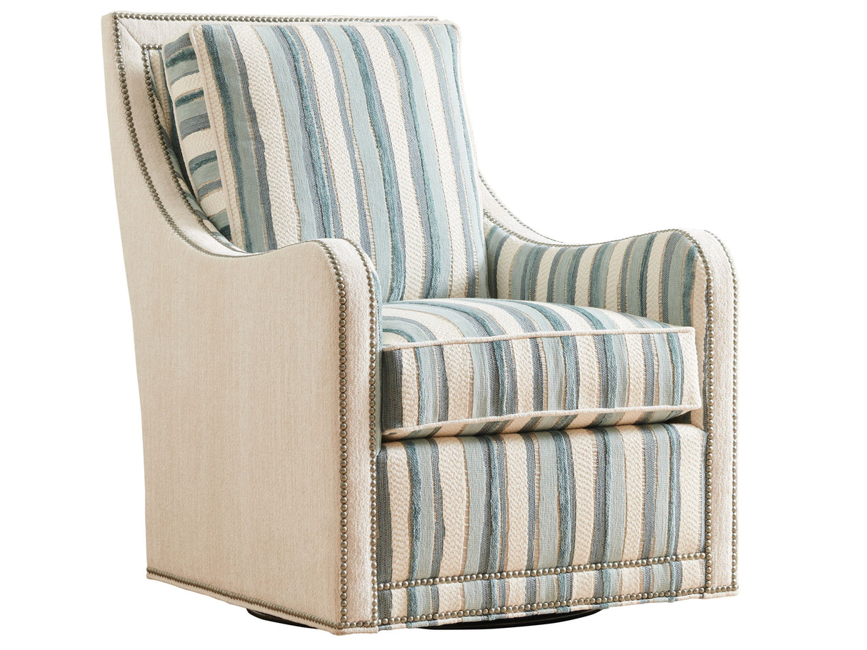 Lexington Upholstery - Tifton Swivel Chair - Light Blue / Beige
