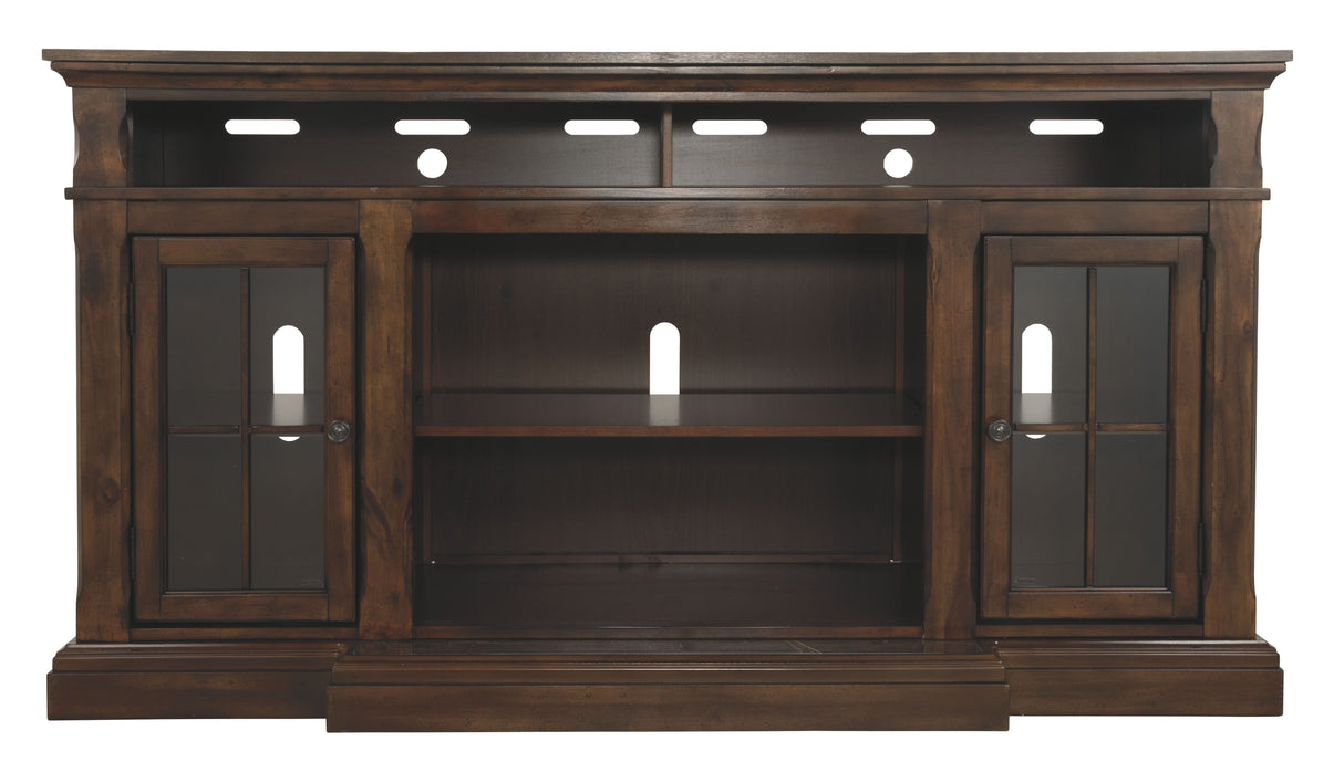 Roddinton - XL TV Stand w/Fireplace Option - Dark Brown