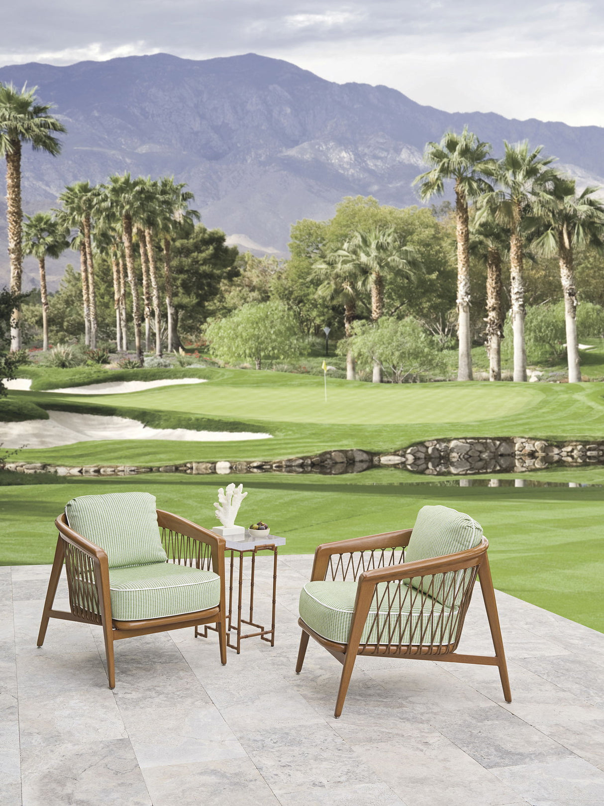 Palm Desert Poolside - Occasional Chair - Dark Brown / Green